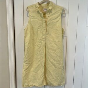 Liz Claiborne Linen Cotton Pale Lemon Yellow Sleeveless Shift Dress Pockets XL